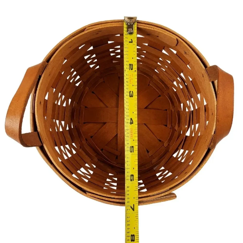 LONGABERGER Medium Handwoven Basket w/ Floral Fabric Liner | 1993 | USA Made
